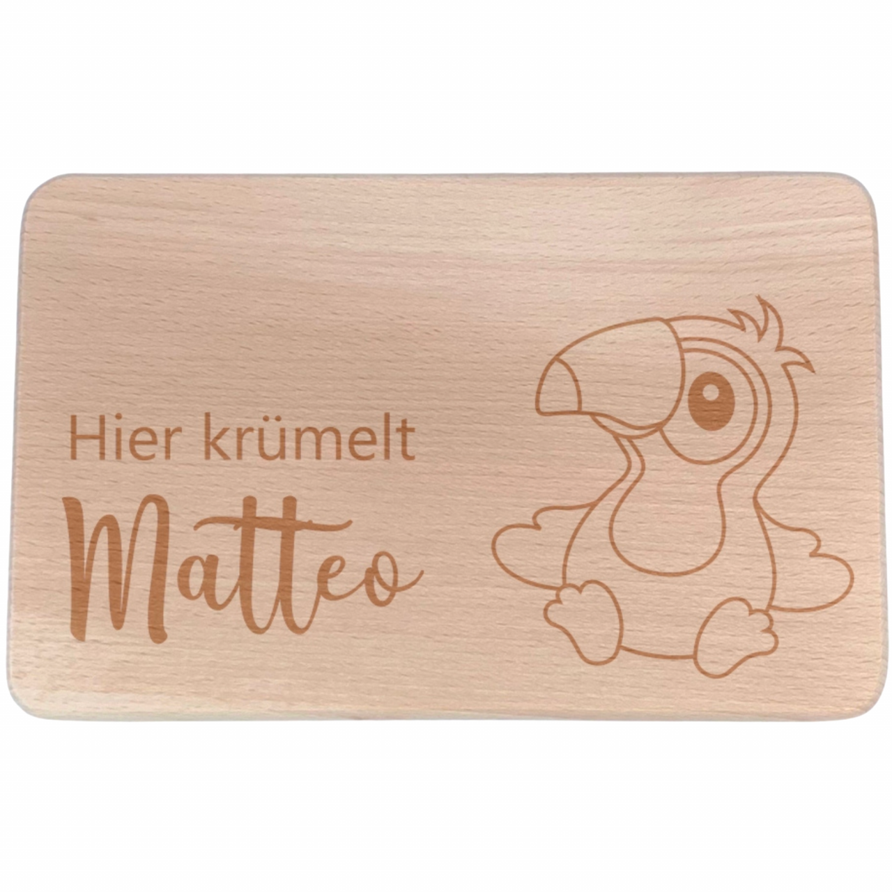 Personalisiertes Frühstücksbrettchen mit Namen und Papagei | personalisierbar