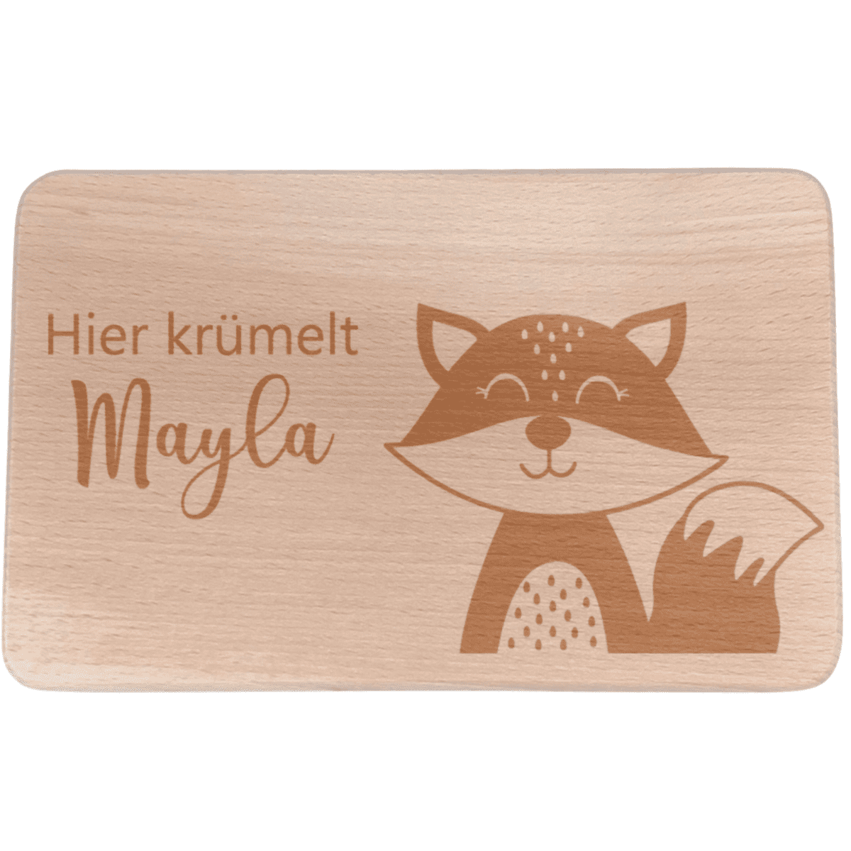 Personalisiertes Frühstücksbrettchen mit Namen und Fuchs | Kidslino | personalisierbar