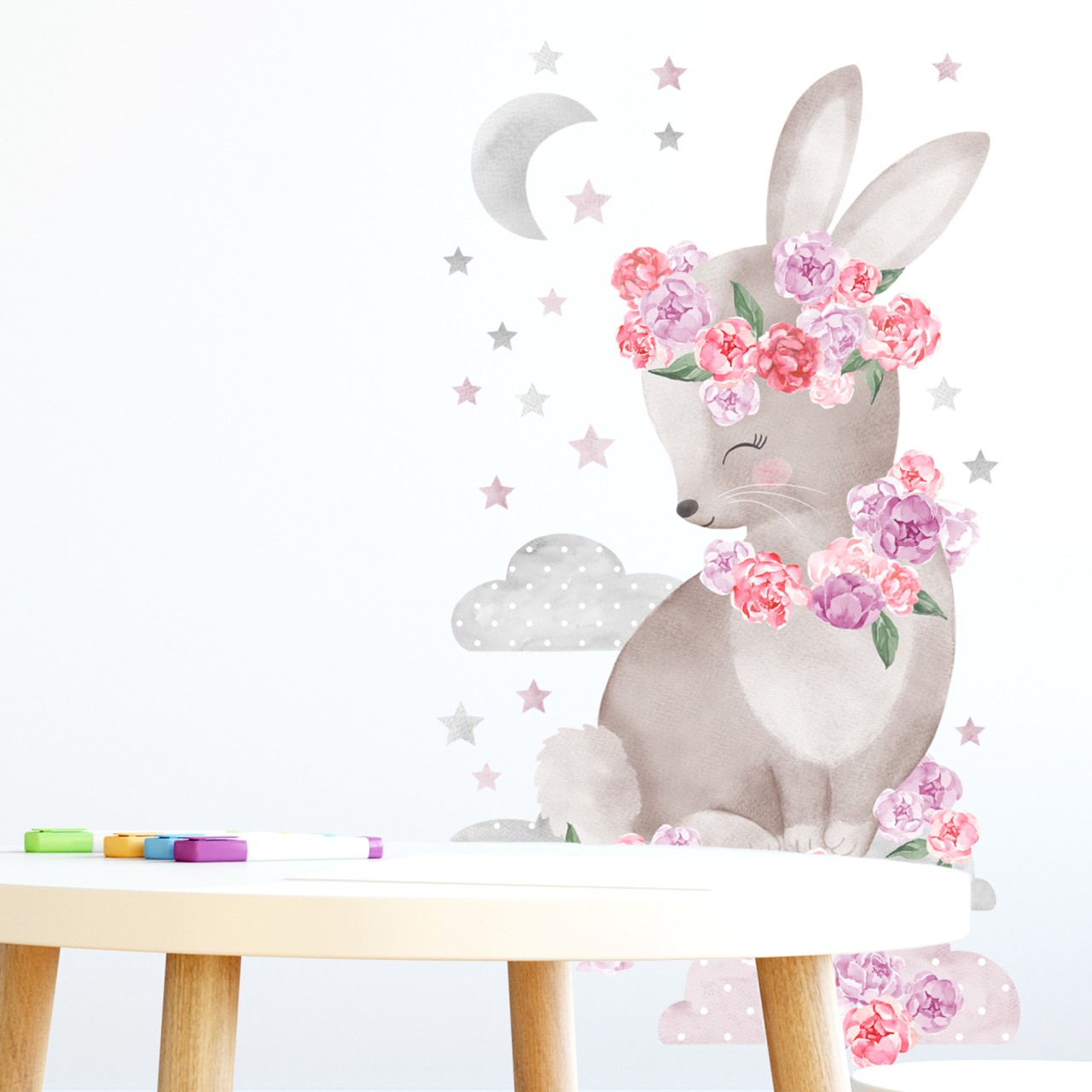 Wandsticker Hase rosa | Pastelowelove