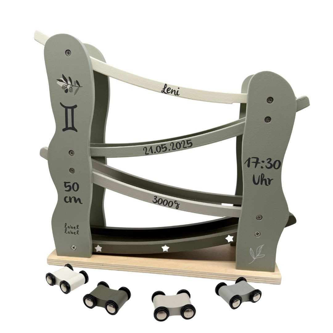 Kugelbahn olive personalsiert - Taufgeschenk