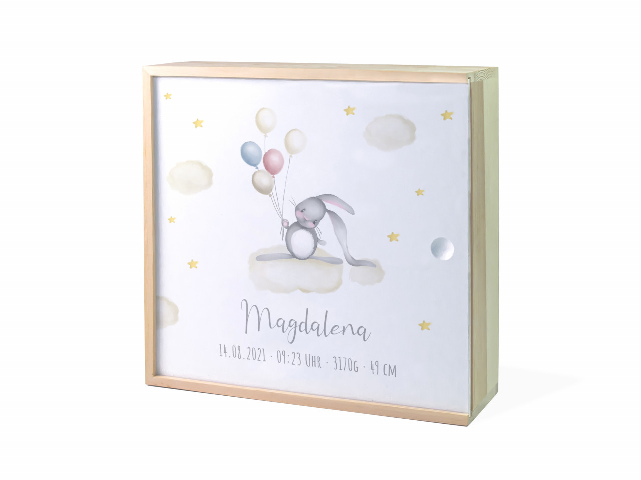 Erinnerungsbox Geburt | Hase Luftballon - Neutral | Kidslino