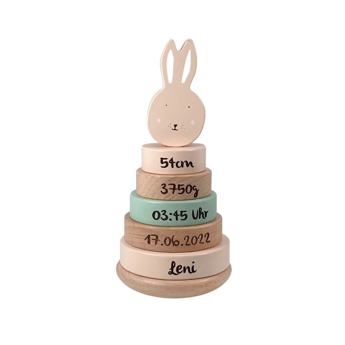 Stapelturm Mrs. Rabbit rosa | Babygeschenk | personalisierbar