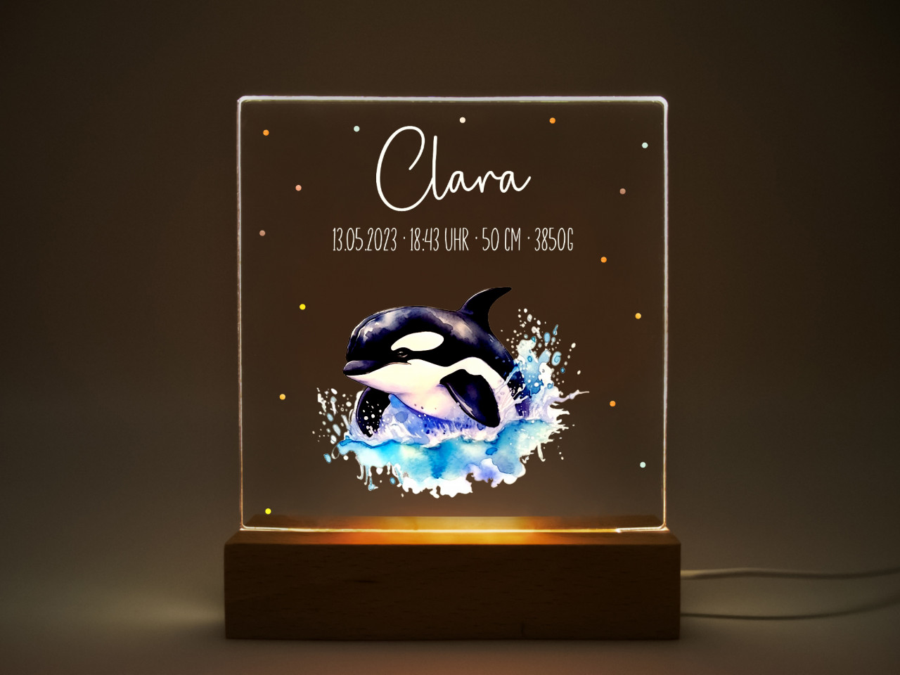 Nachtlampe Kinder personalisiert Orca