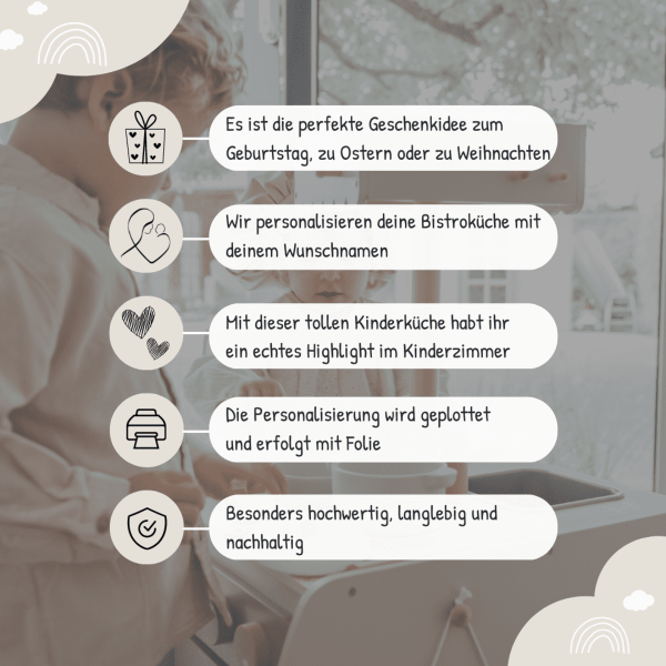 Bistro Kinderküche nougat label label, Geschenk zum 3. Geburtstag, personalisierbar