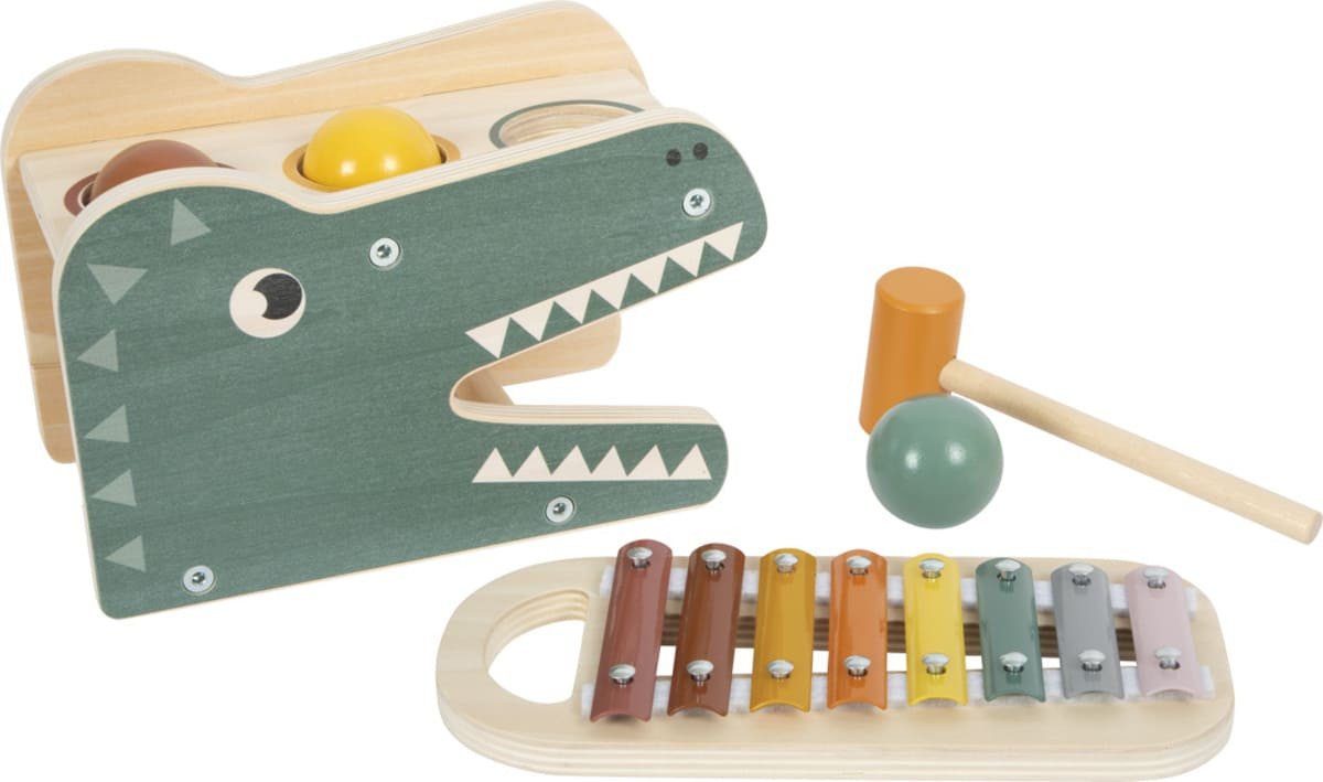 Klopfspiel mit Xylophon Krokodil, Montessori Spielzeug, Geschenke zum 1 Geburtstag, personalisierbar
