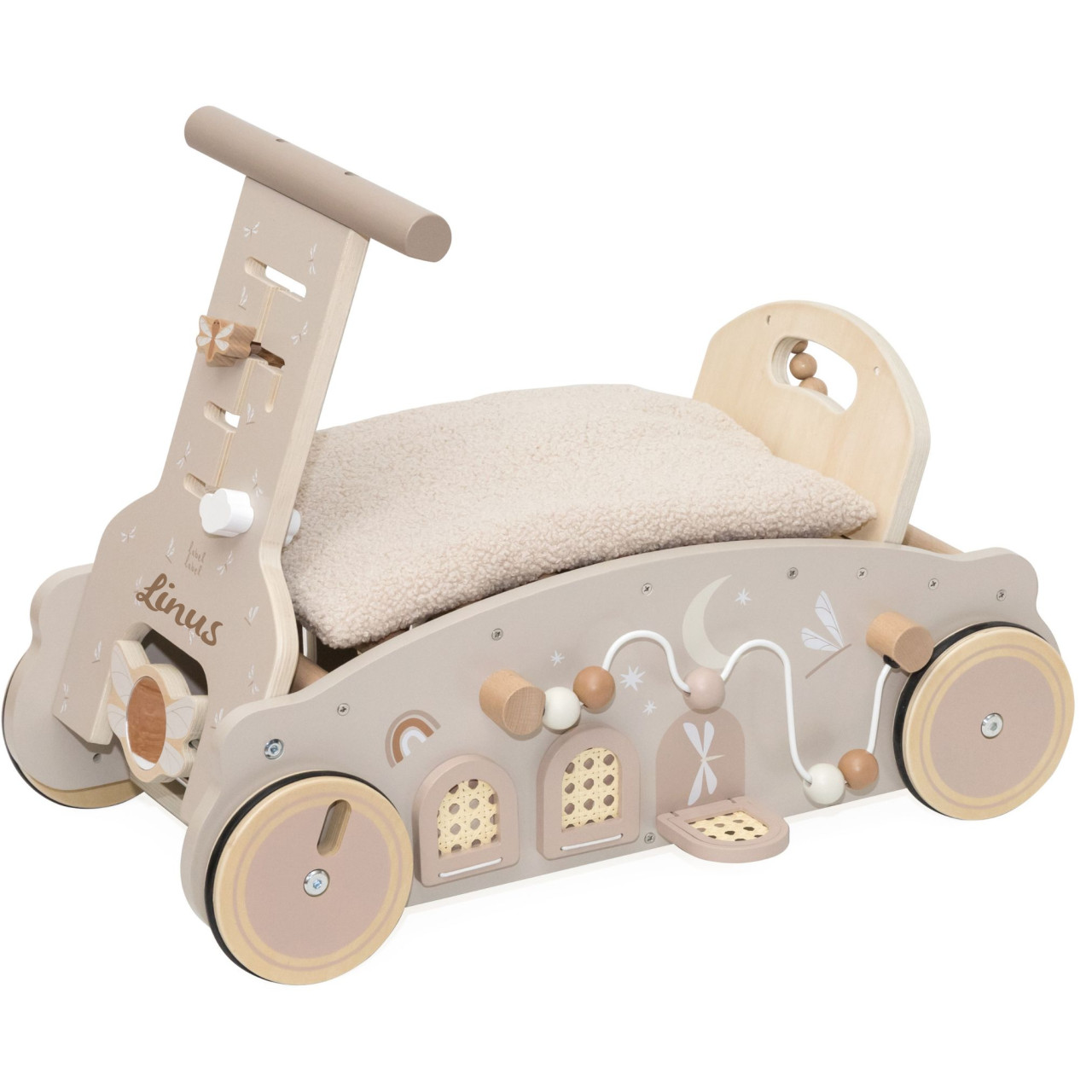 3in1 Rutscheauto, Lauflernwagen und Wippe personalisierbat nougat| Label Label