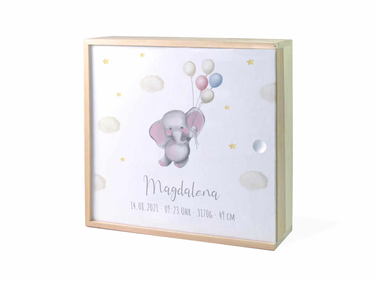 Erinnerungsbox Geburt | Elefant Luftballon - Neutral | Kidslino