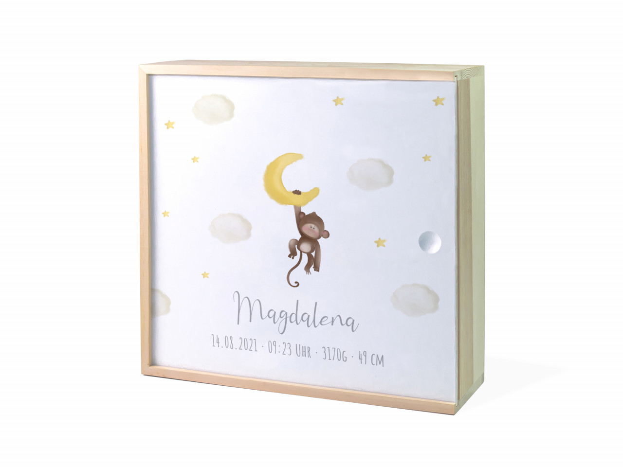 Erinnerungsbox Geburt | Affe Mond - Neutral | Kidslino