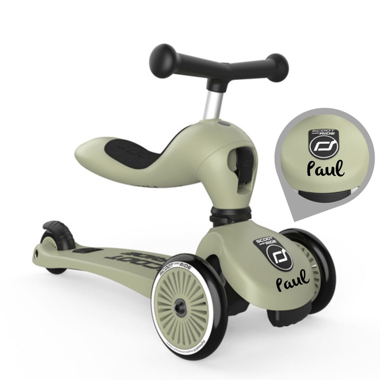 Scoot and Ride | Highwaykick 1 Laufrad olive | personalisierbar