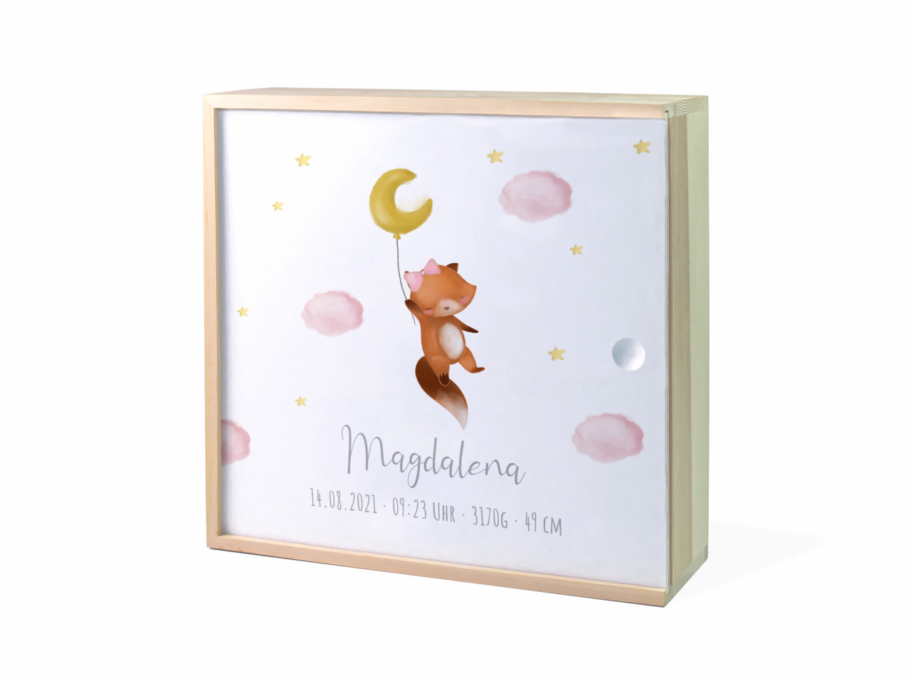 Erinnerungsbox Geburt | Fuchs Mond - Mädchen | Kidslino