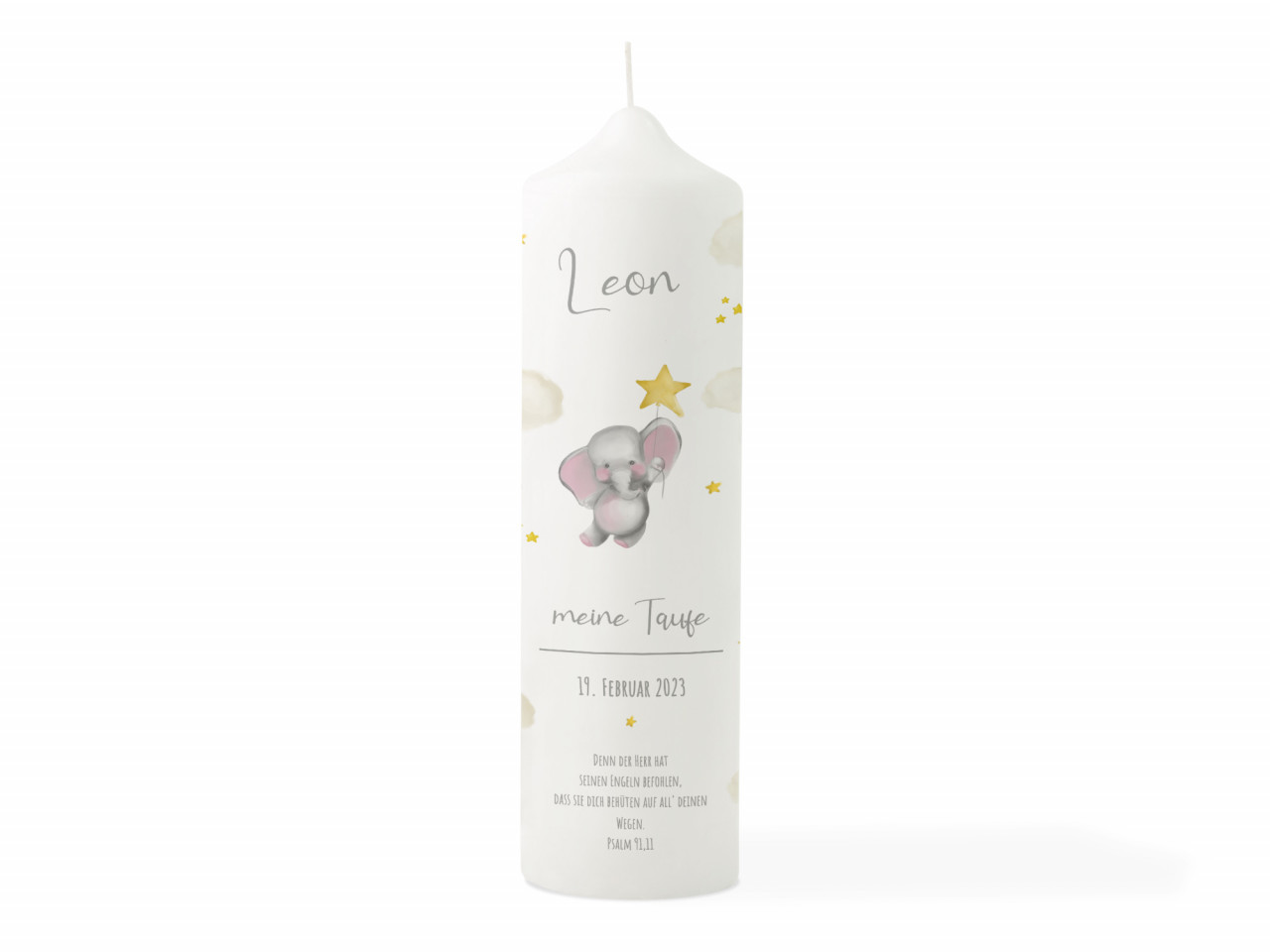 Taufkerze | Elefant Stern - Neutral | Kidslino