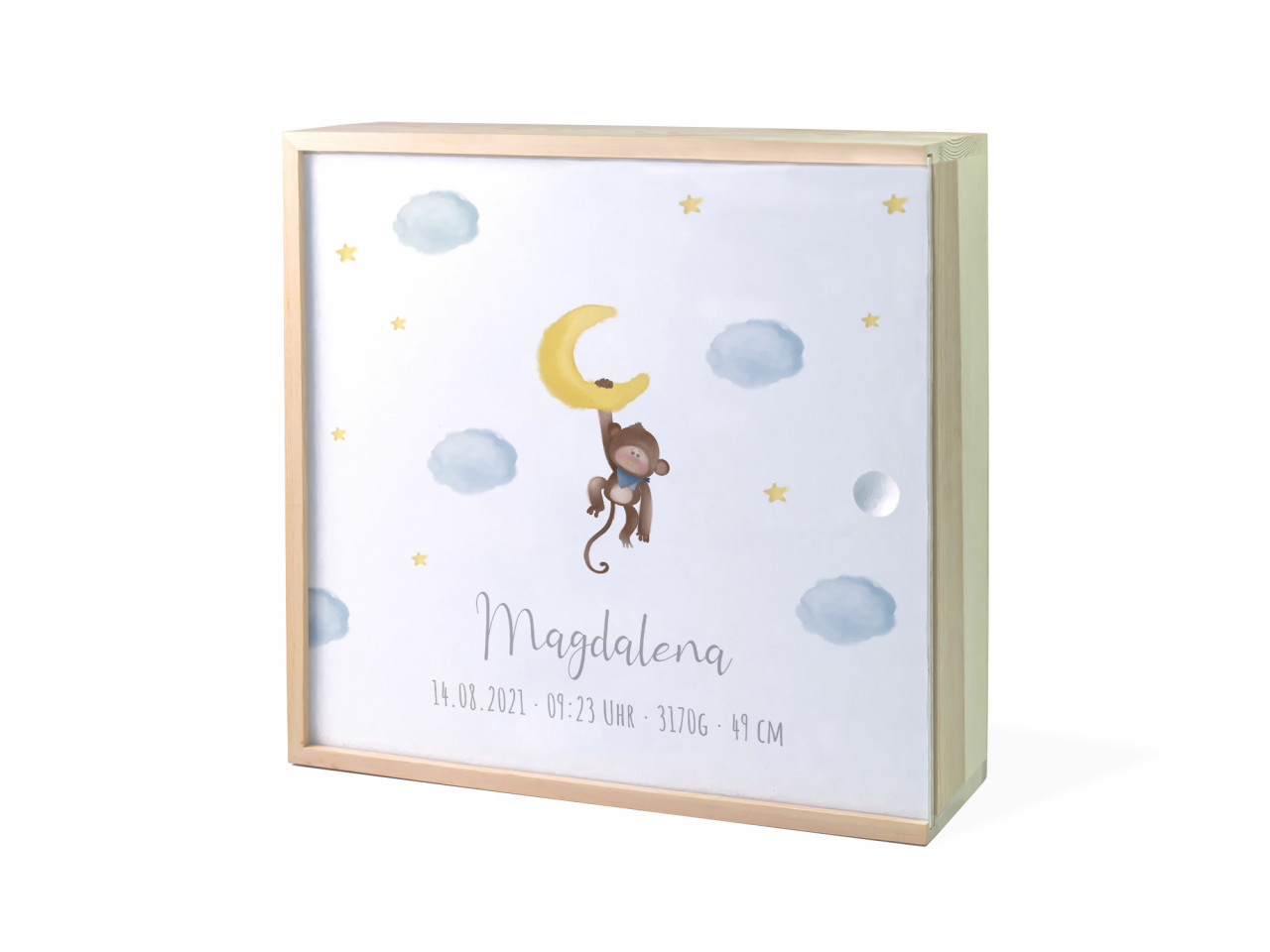 Erinnerungsbox Geburt | Affe Mond - Junge | Kidslino