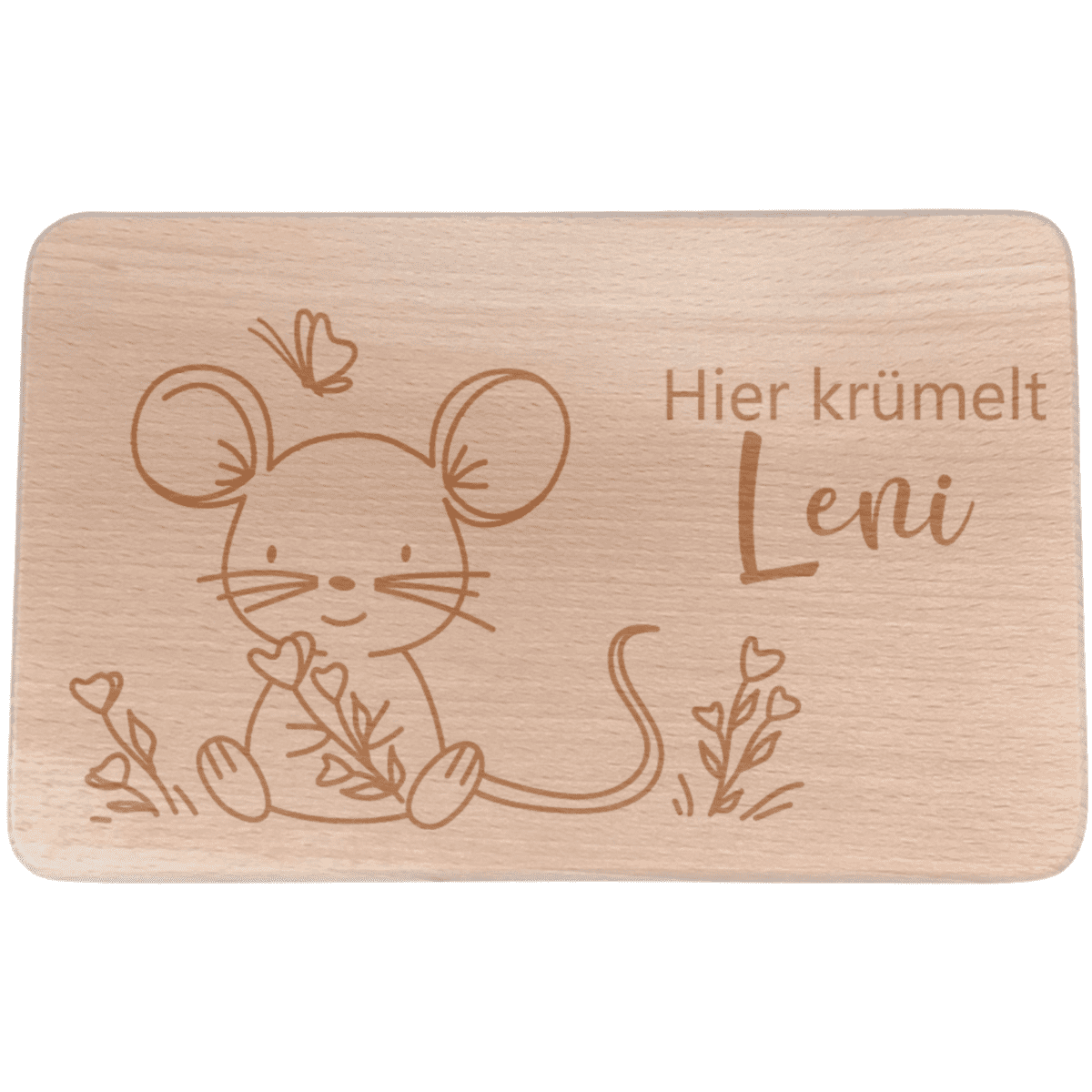 Personalisiertes Frühstücksbrettchen mit Namen und große Maus | Kidslino | personalisierbar