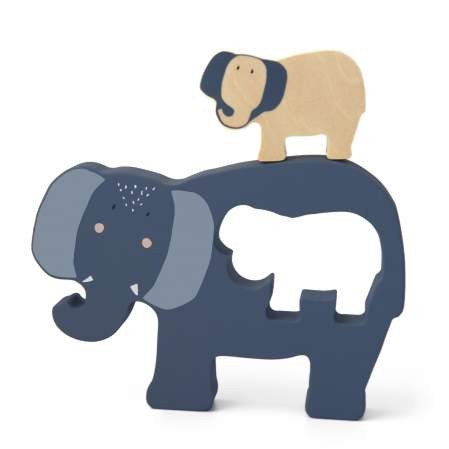 Holz Puzzle Mrs. Elephant blau| Trixie | personalisierbar