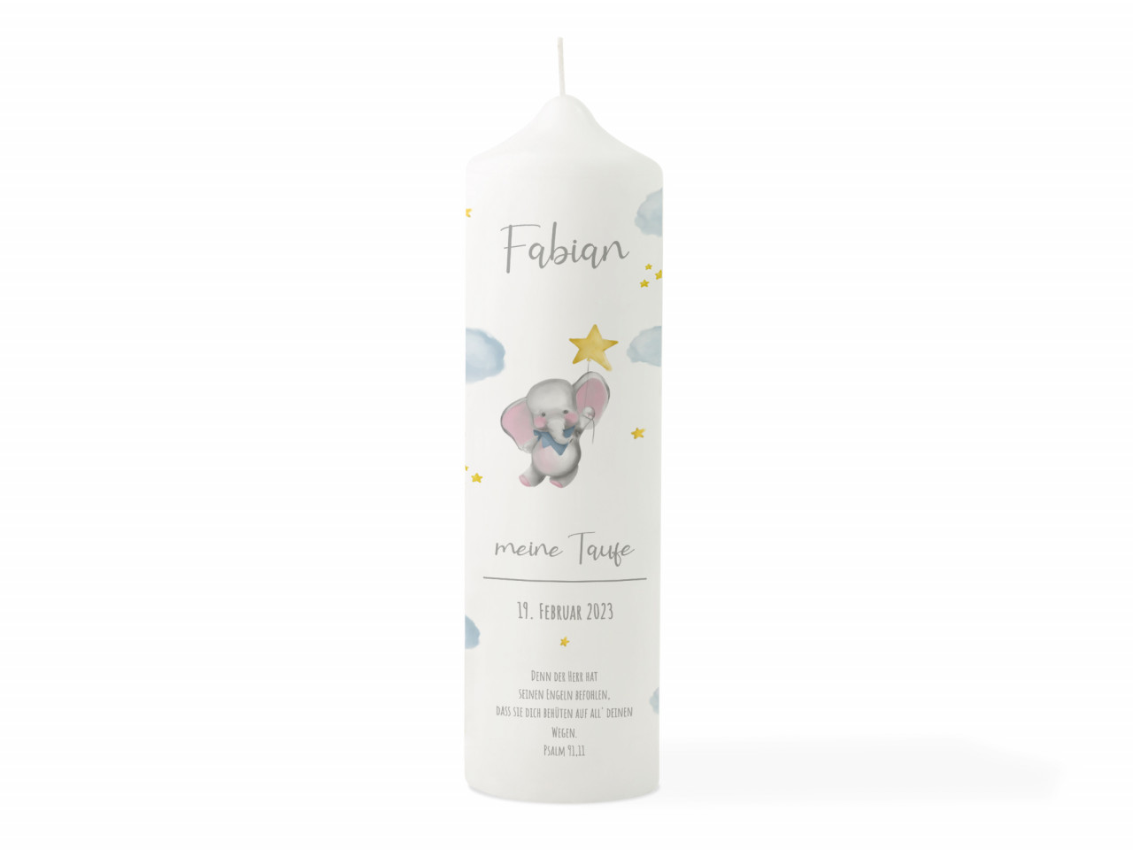 Taufkerze | Elefant Stern - Junge | Kidslino