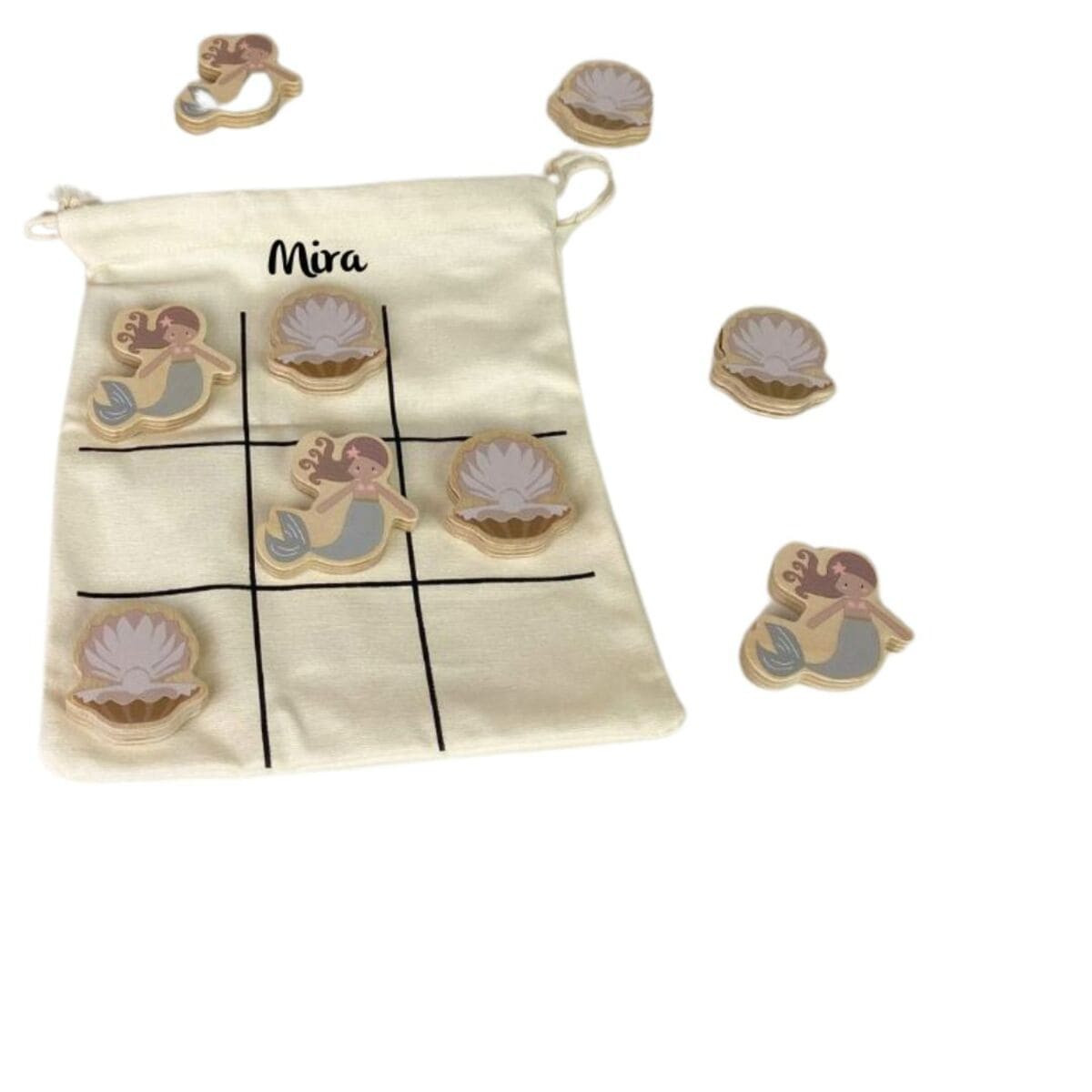 Tic Tac Toe Spiel Mermaid Tryco, Brettspiel personalisiert, Spiele für Kinder ab 3