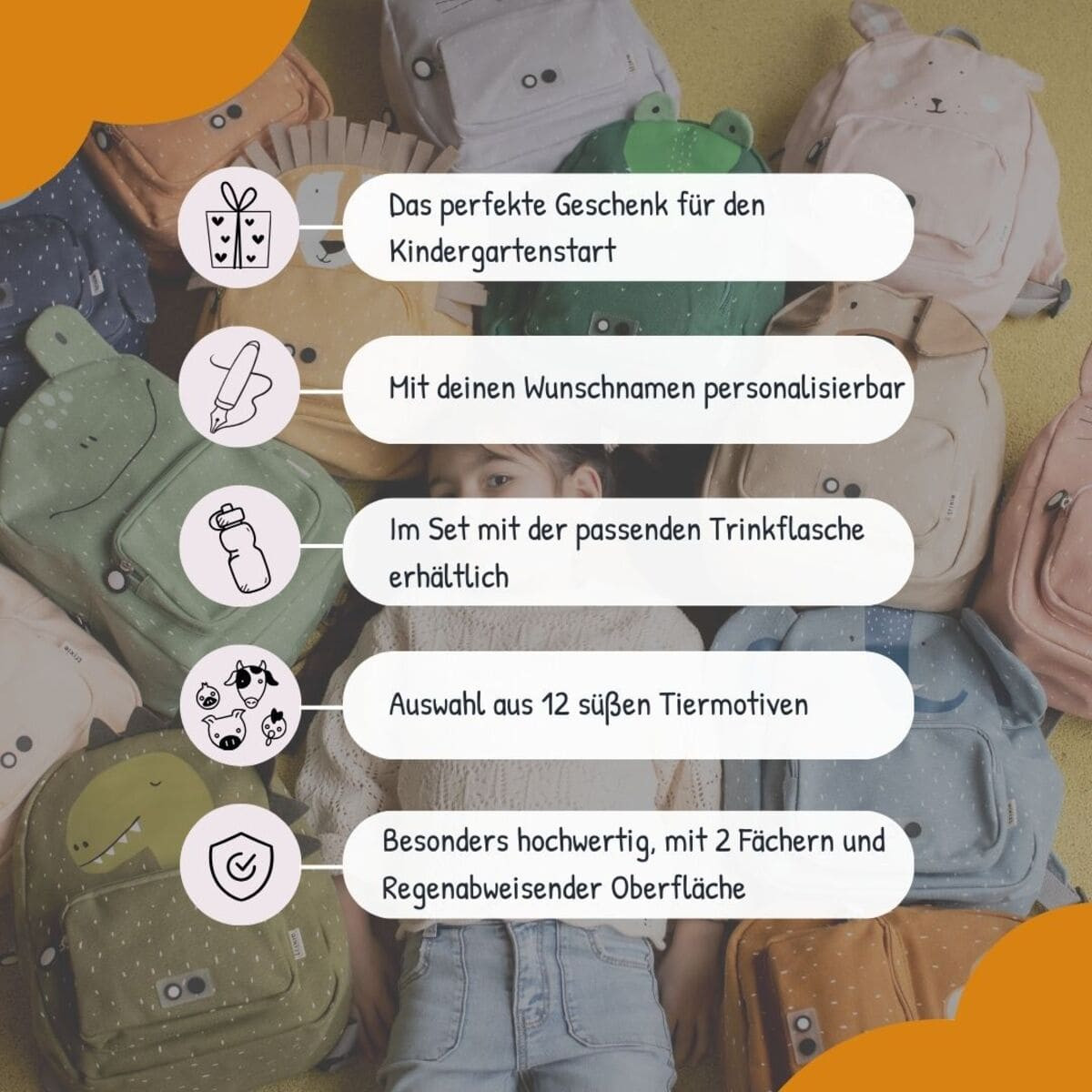 Kinderrucksack Trixie Infografik