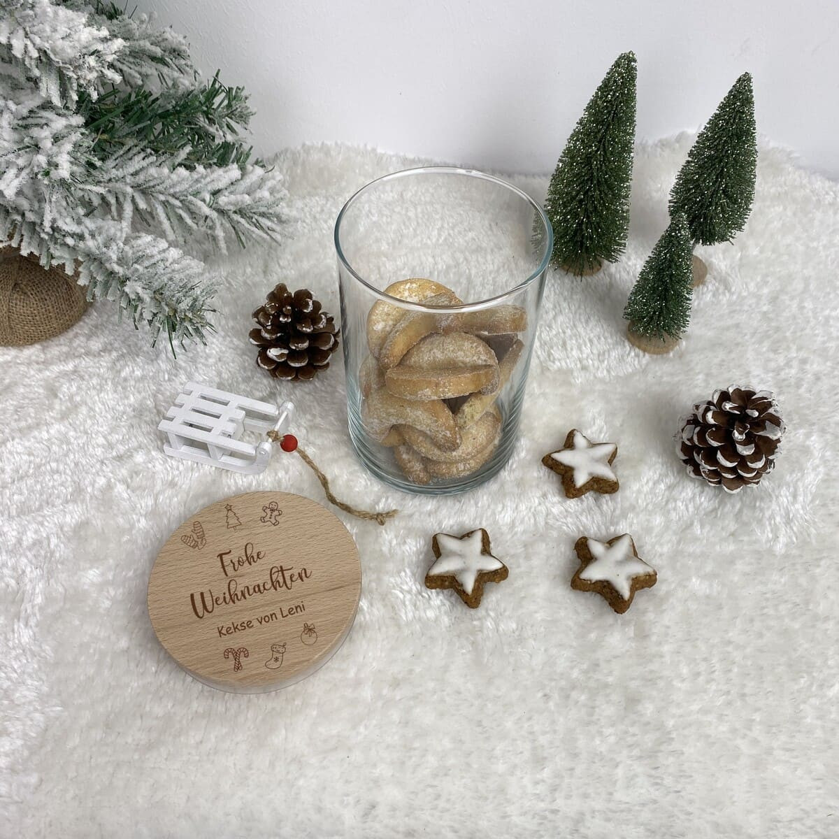 Personalisiertes Keksglas Vorratsglas mit Namen, Weihnachtsgeschenk Weihnachtsplätzchen Lebkuchen