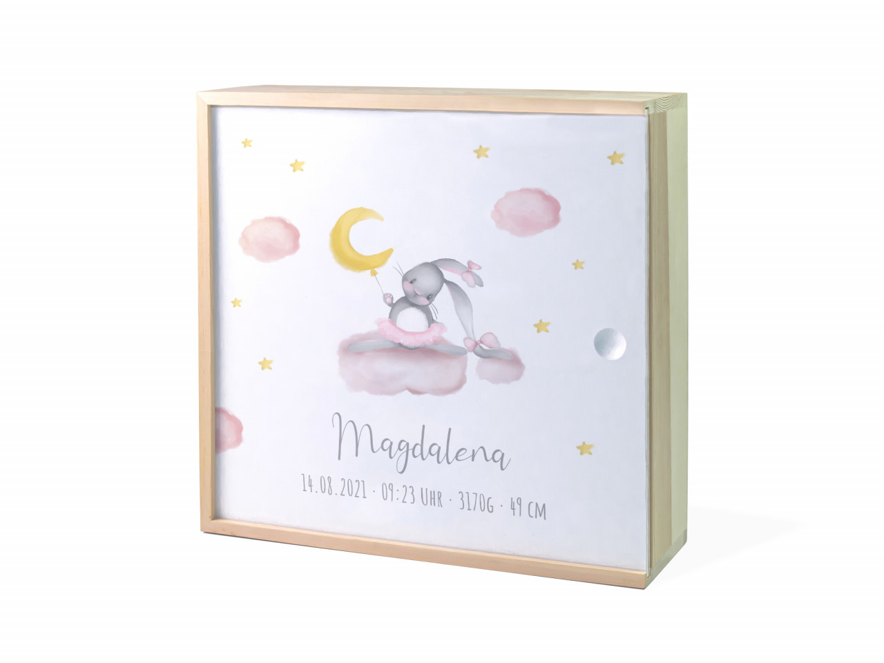 Erinnerungsbox Geburt | Hase Mond - Mädchen | Kidslino