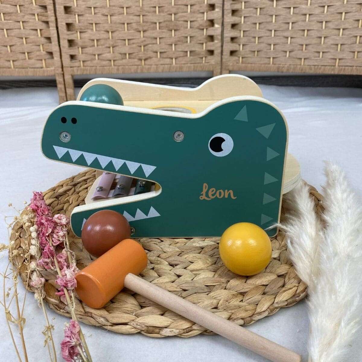 XIAPIA Holz Musikspielzeug Ab 1 Jahr - Krokodil Klavier Mit Xylophon Für Kinder