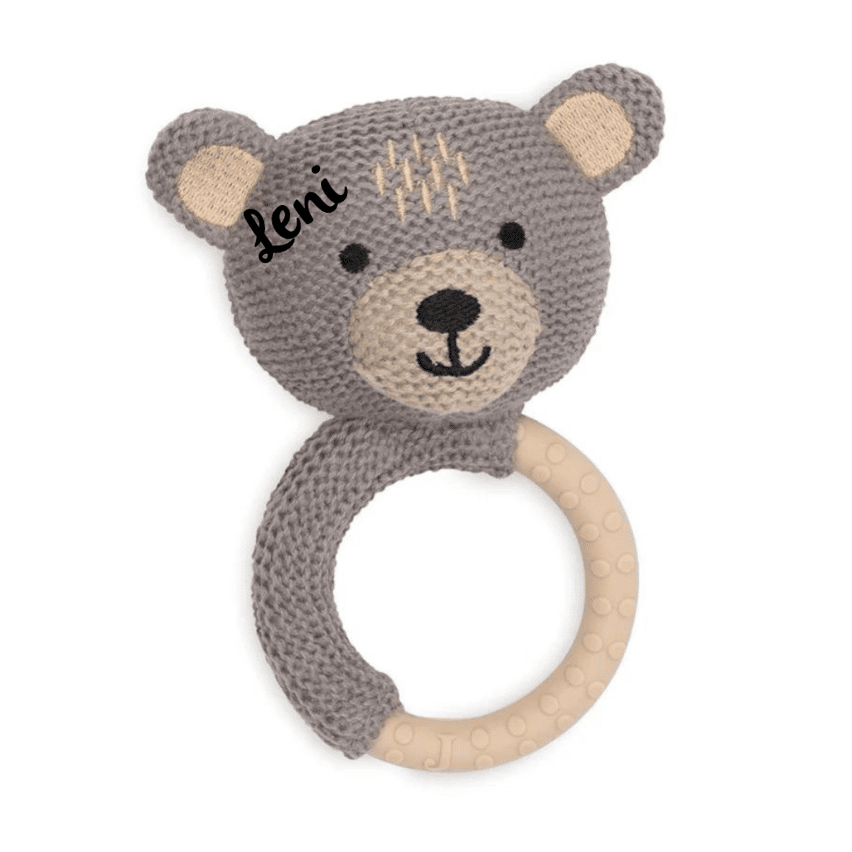 Beißring Bär, Greifling Silikon Jollein, Geschenk zur Geburt, personalisierbar