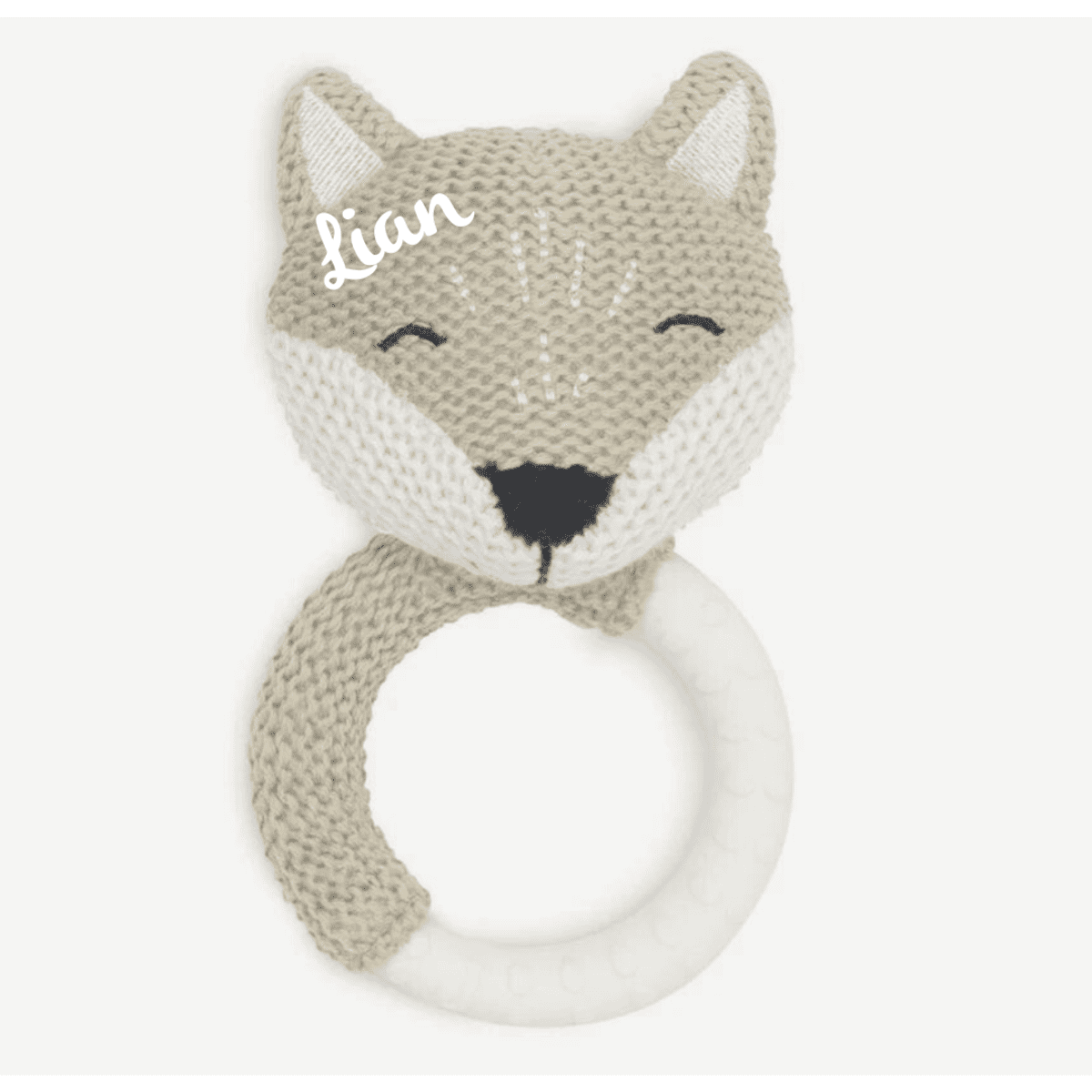 Beißring Fuchs, Greifling Silikon Jollein, Geschenk zur Geburt, personalisierbar