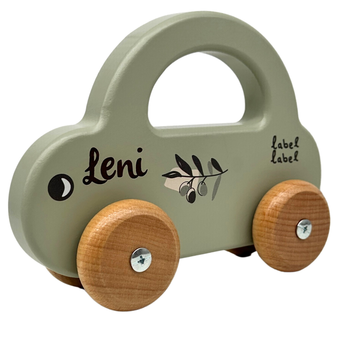 Holz – Spielzeugauto Olive | label label | personalisierbar