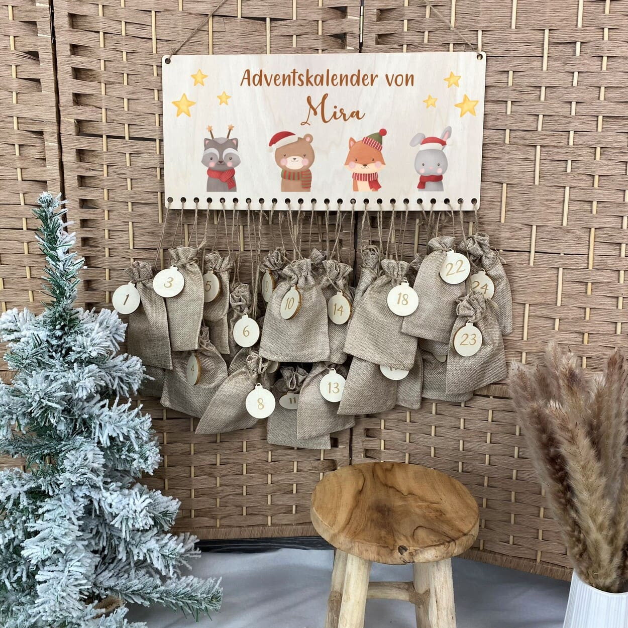 Adventskalender Kinder I personalisierter Adventskalender I befüllbarer Adventskalender 4 Tiere