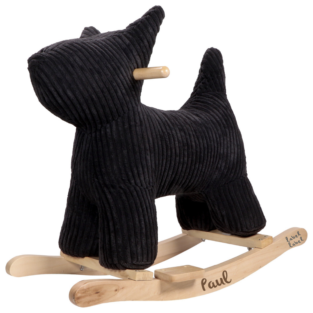 Schaukeltier Hund schwarz | Label Label | personalisierbar