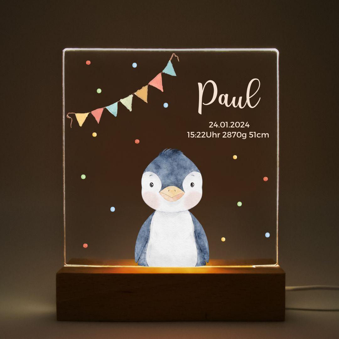 Personalisierte Nachtlampe Pinguin