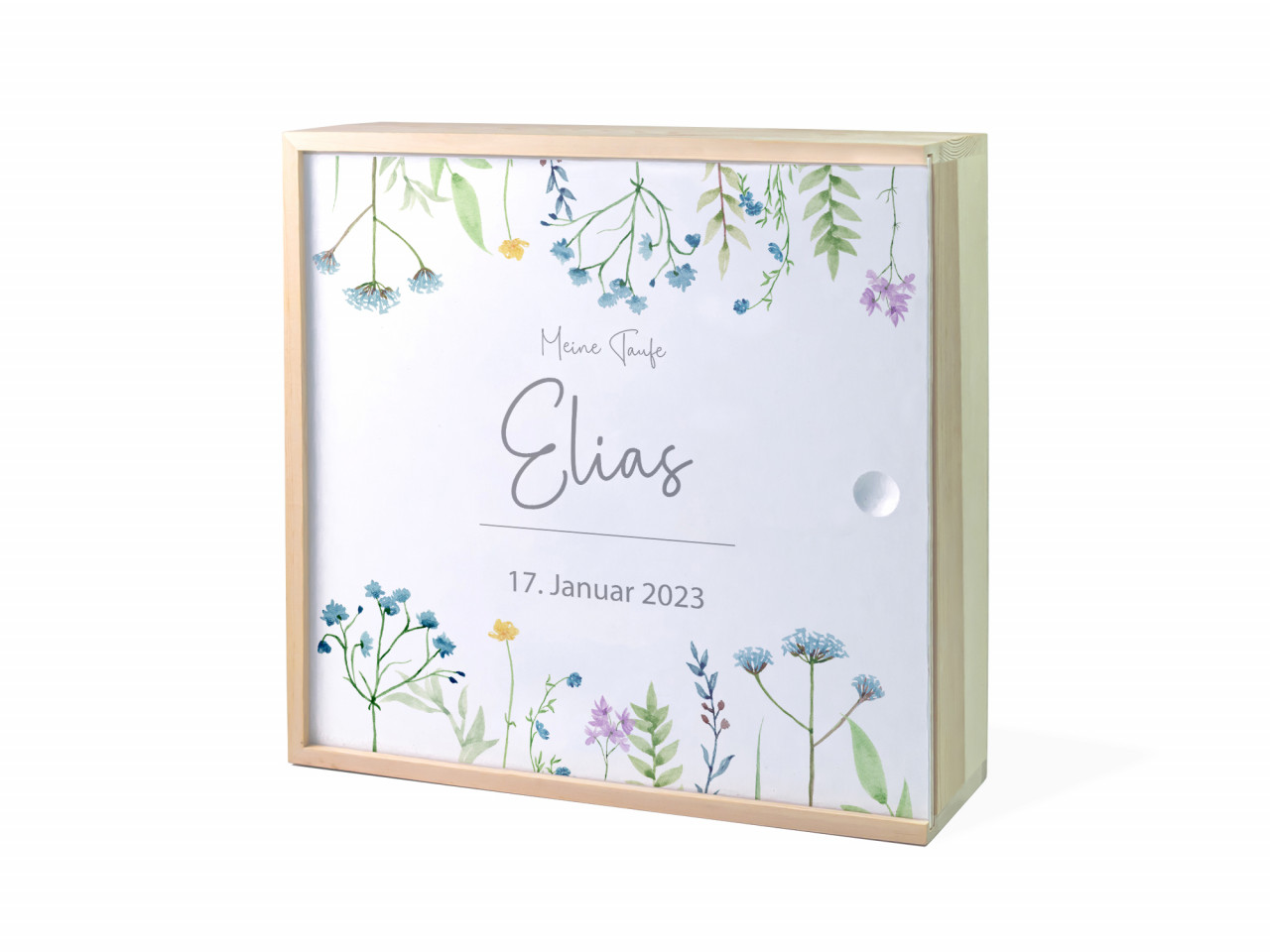 Erinnerungsbox Taufe | Blume - Blau | Kidslino