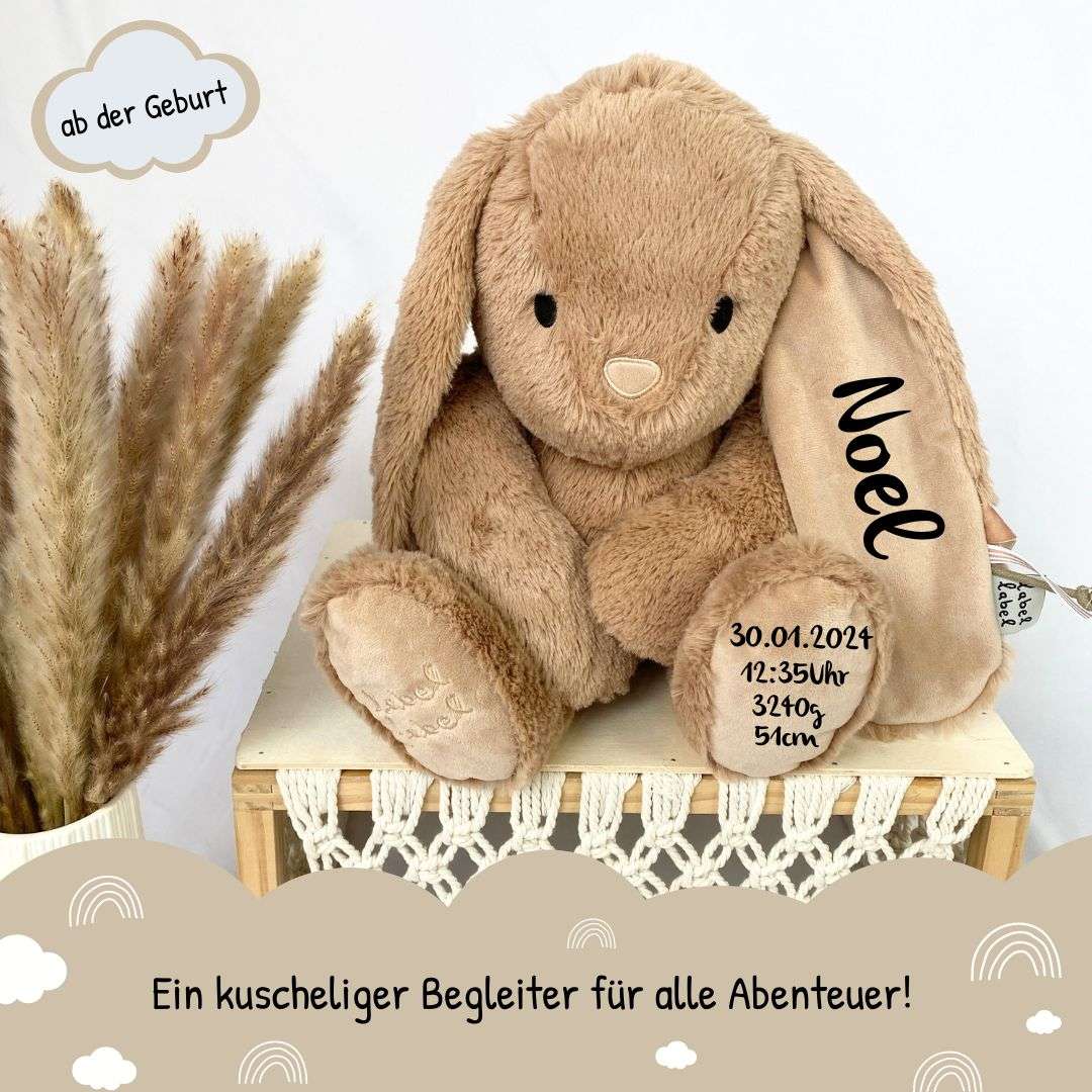 Spreadshirt Personalisiertes Kuscheltier Hase – Mit Eigenem Foto Oder Text, 100% Recyceltes Polyester, Ca. 18,5x21 Cm