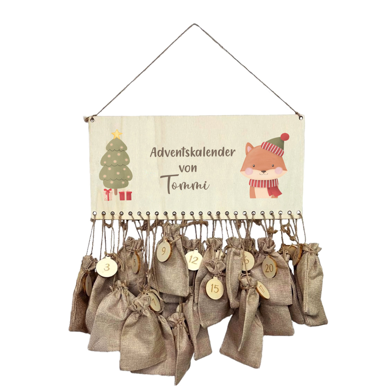 Adventskalender Kinder I personalisierter Adventskalender I befüllbarer Adventskalender Fuchs Baum