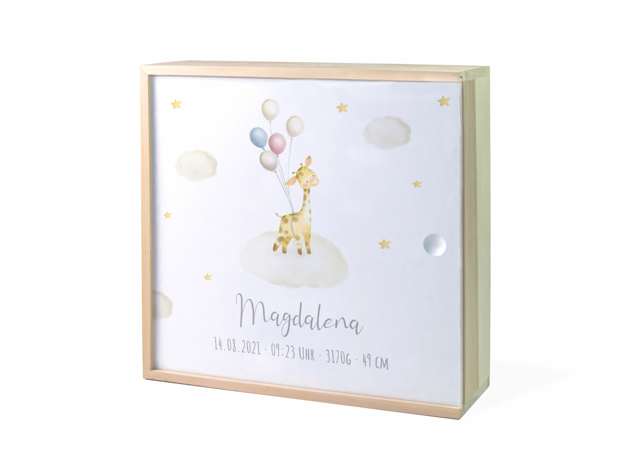 Erinnerungsbox Geburt | Giraffe Luftballon - Neutral | Kidslino