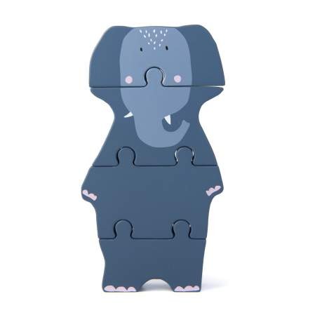 Holzpuzzle Tierform Mrs. Elephant blau | Trixie | personalisierbar